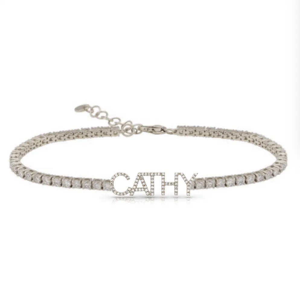 Custom Everyday Diamond Name Tennis Bracelet with extenders