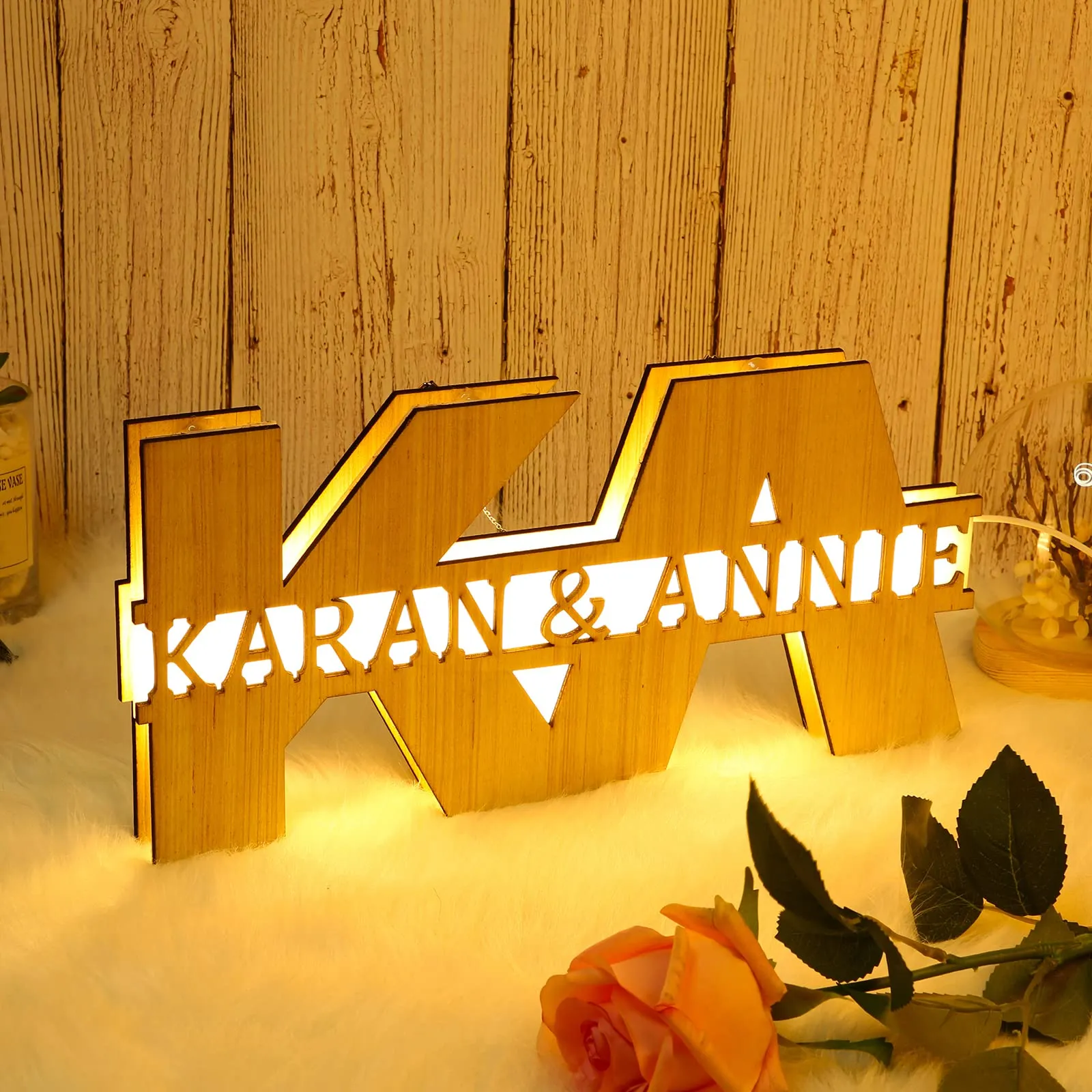 Custom Initials and Name Light Up Sign - Custom Name Light - Cute Couples Gift