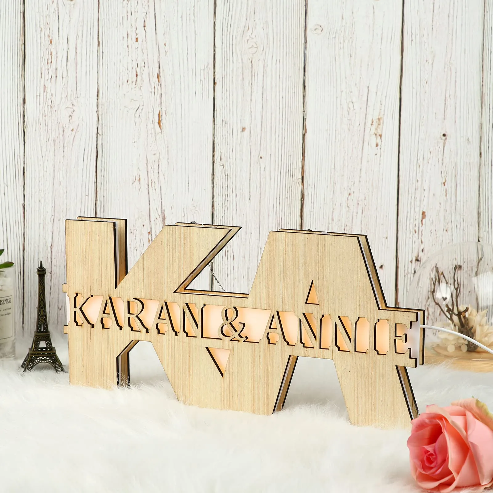 Custom Initials and Name Light Up Sign - Custom Name Light - Cute Couples Gift