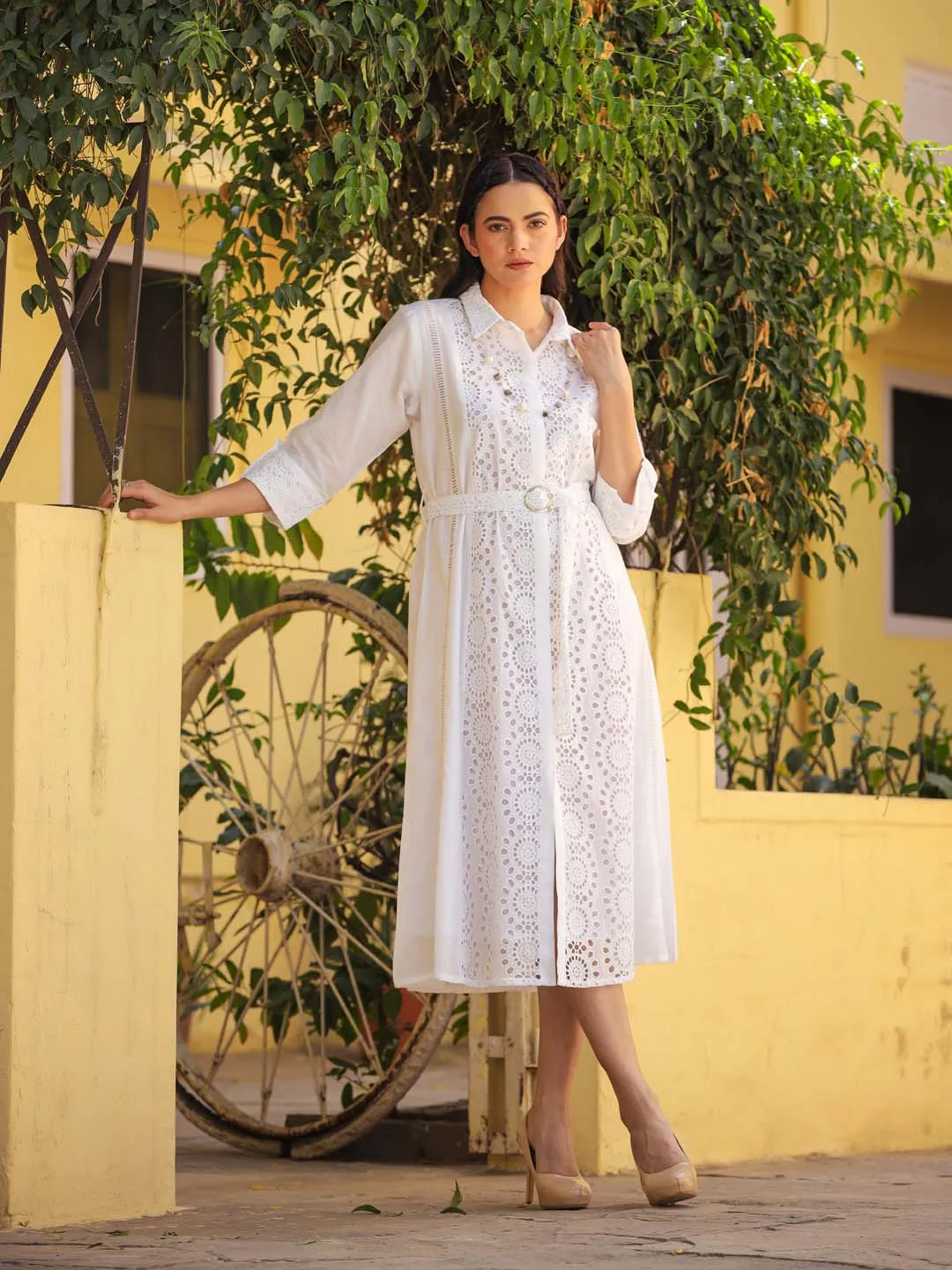 Cut Work Cotton Dress