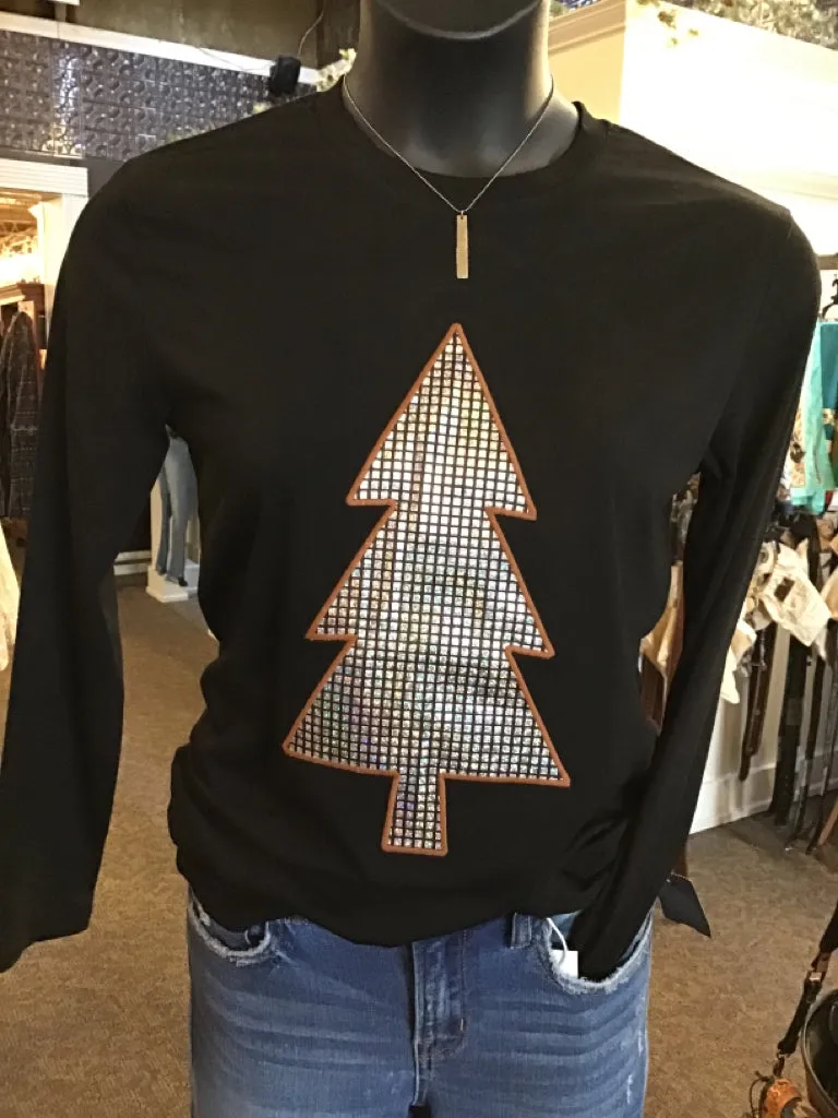 Disco Glitter Tree Graphic Long Sleeve T Shirt - Extra Small to 3X