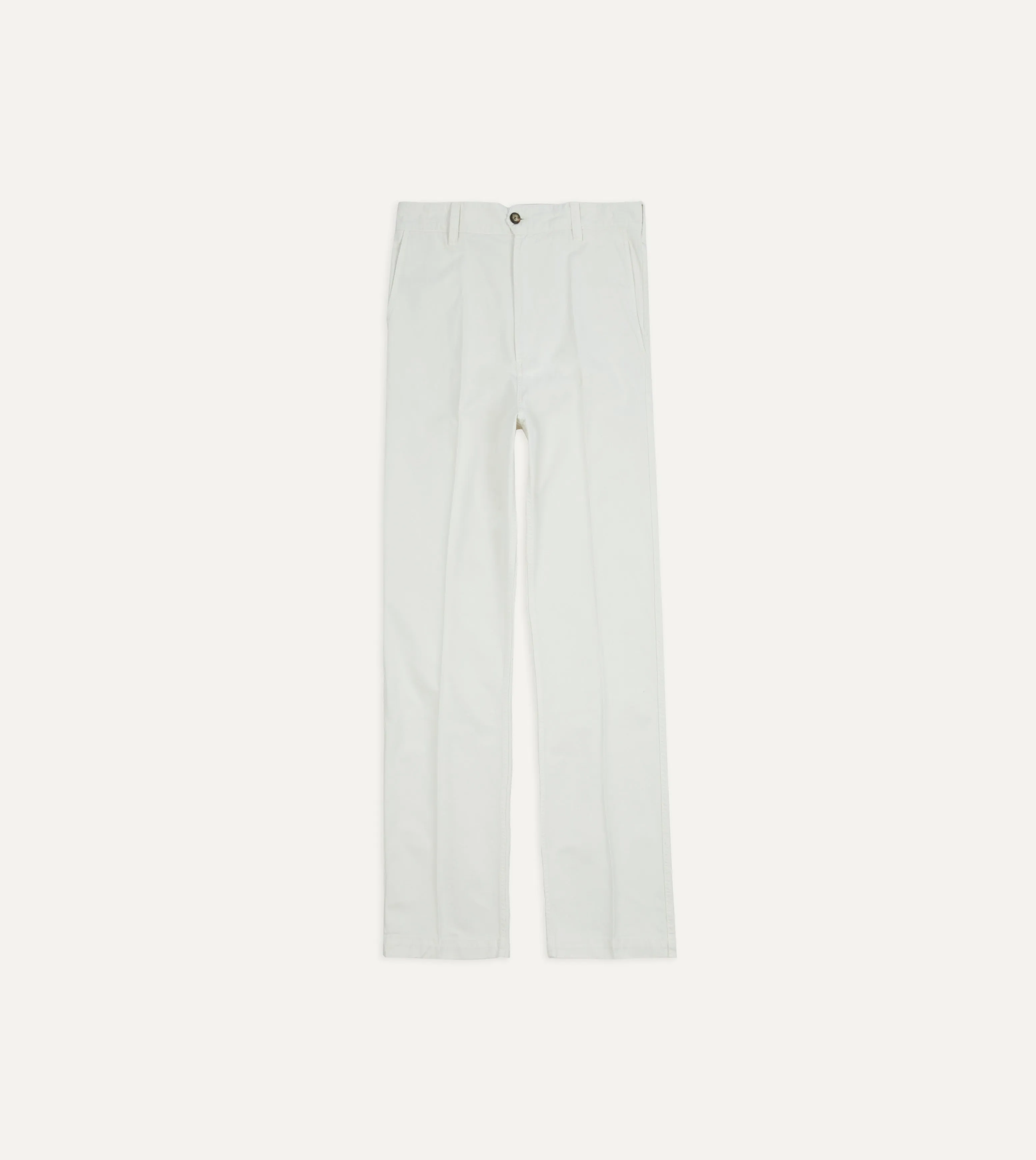 Ecru Cotton Flat Front Chino