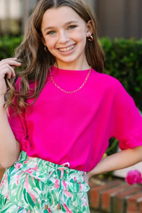 Girls: All I Ask Fuchsia Pink Ruffled Top