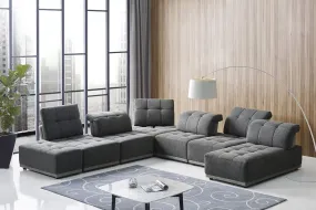 Gray Polyester Modular U Shaped Seven Piece Corner Sectional