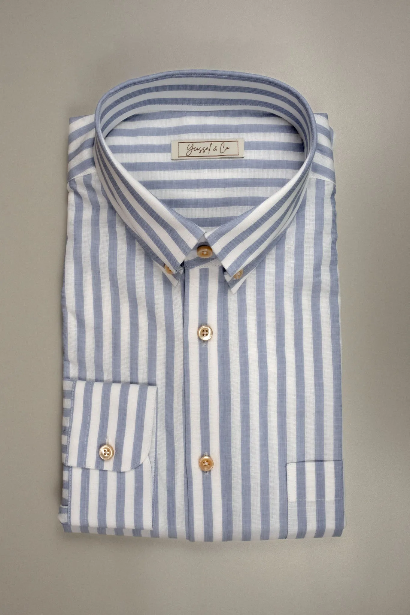 Havana Blue Stripe Cotton-Linen Shirt