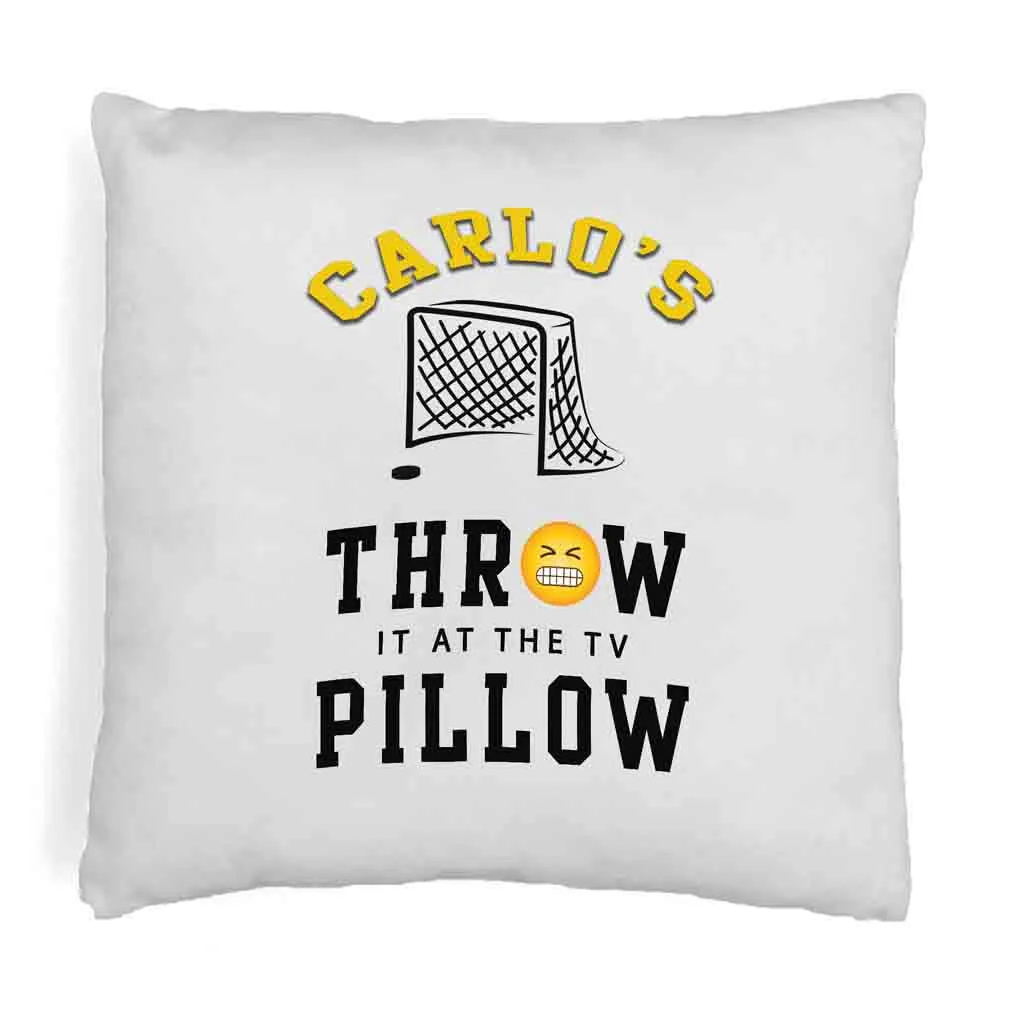 Hockey Fan Personalized Throw it at the TV Pillow Cover