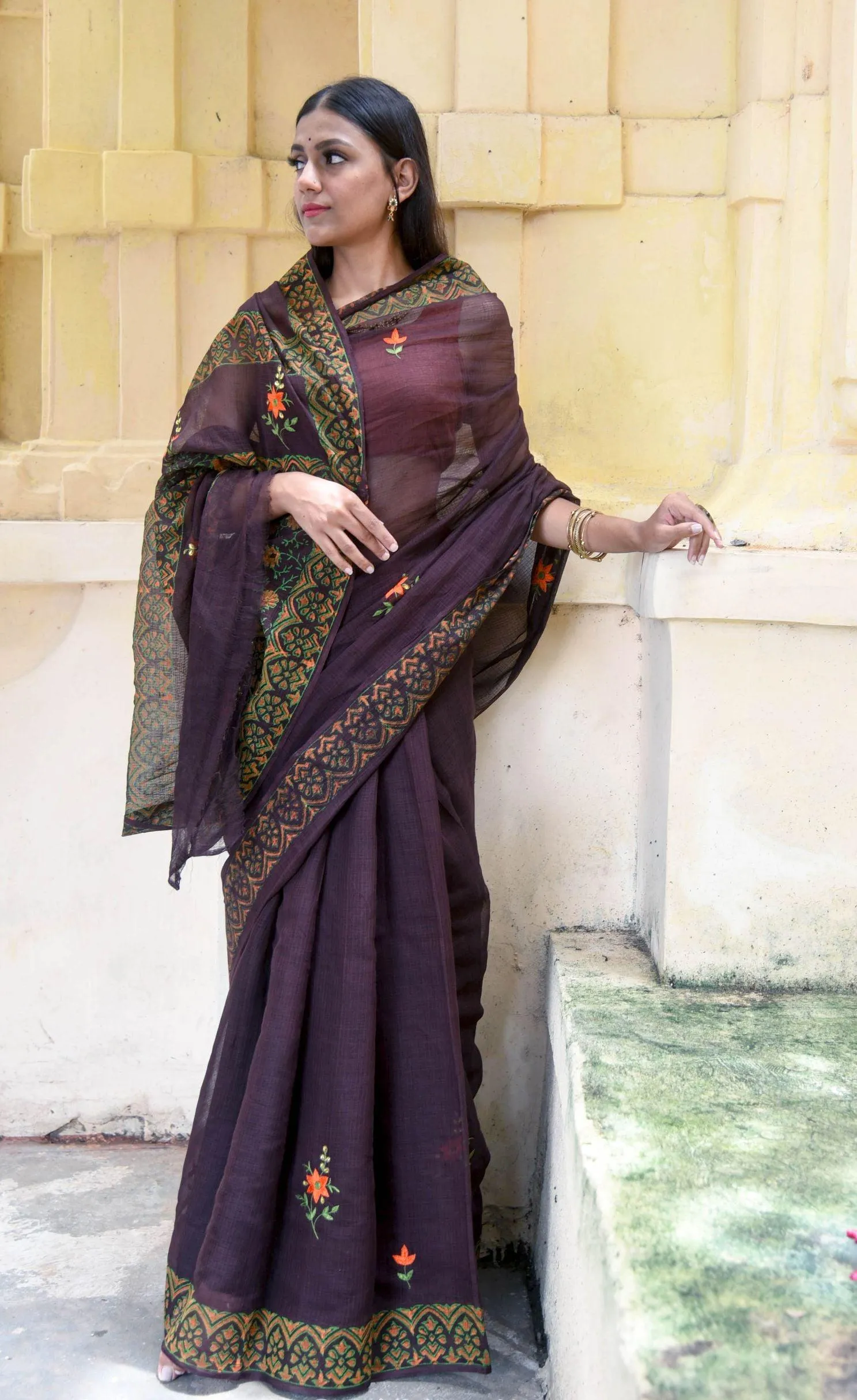 Kaisori Kota saree - Bagh Avantika embroidered and handblockprinted Kota saree