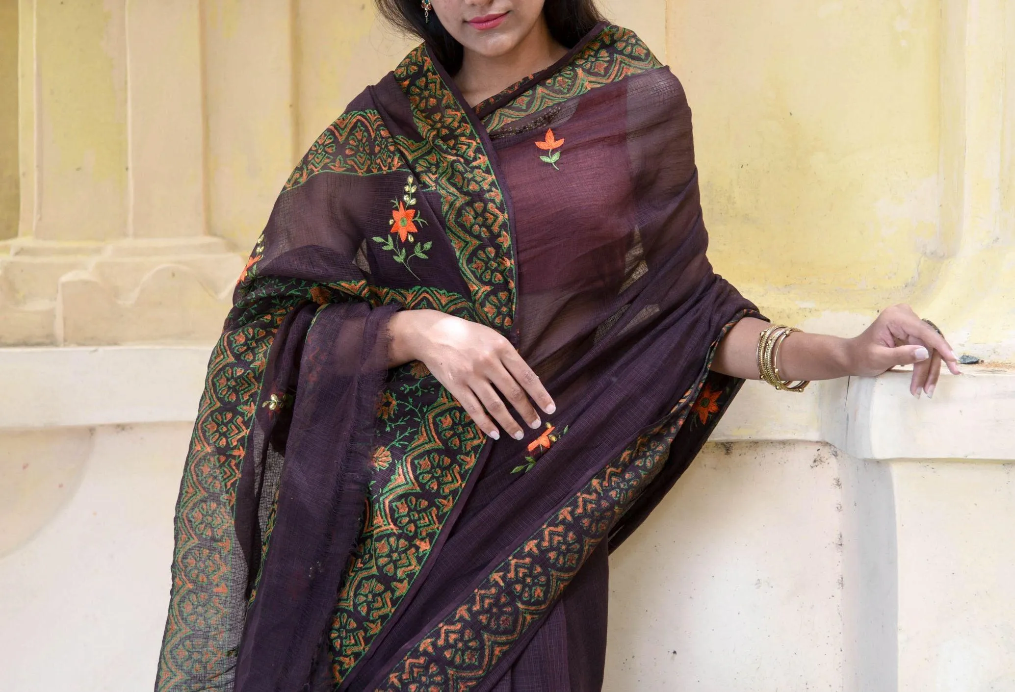 Kaisori Kota saree - Bagh Avantika embroidered and handblockprinted Kota saree