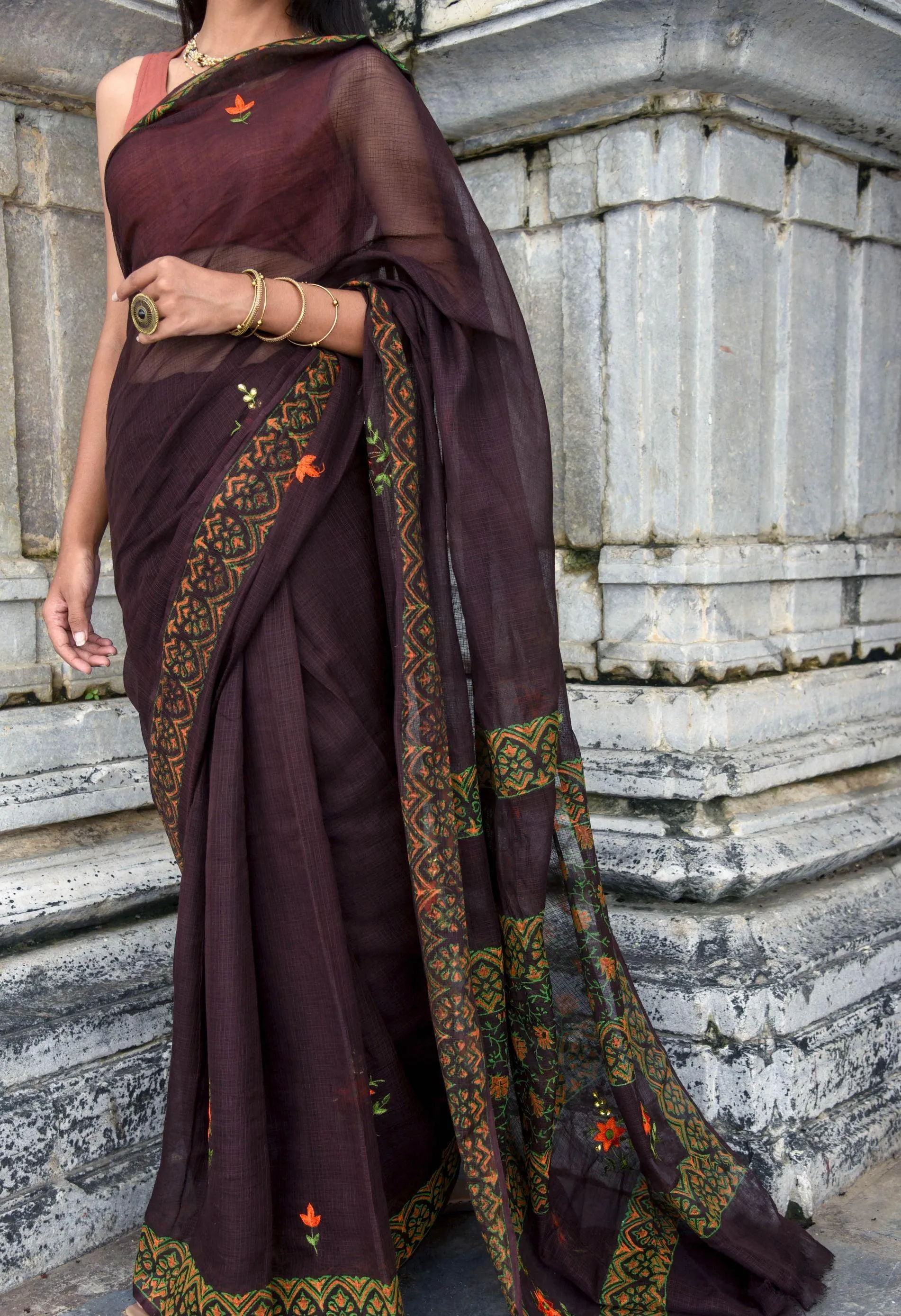 Kaisori Kota saree - Bagh Avantika embroidered and handblockprinted Kota saree