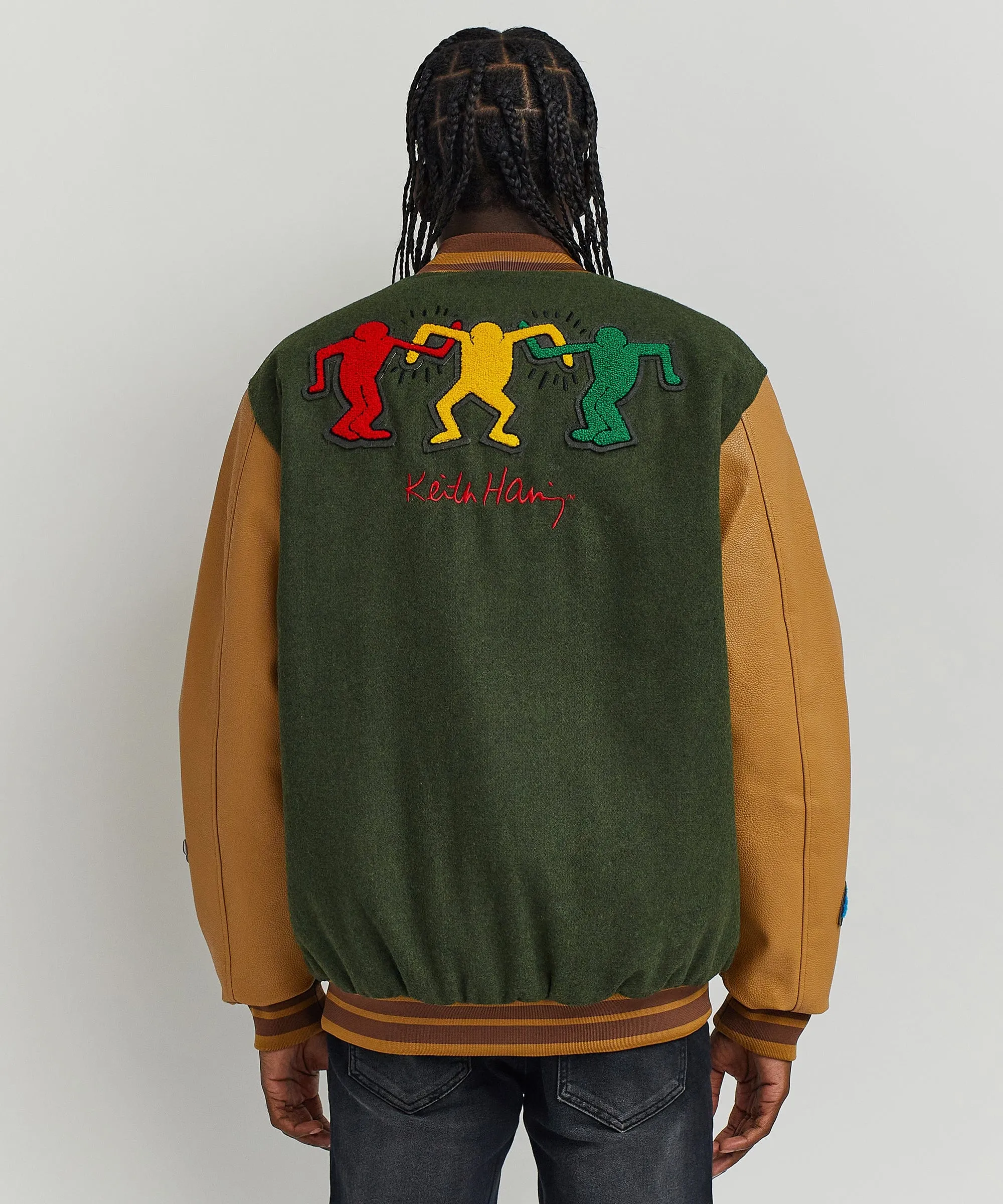 Keith Haring Holding Hands Varsity Jacket