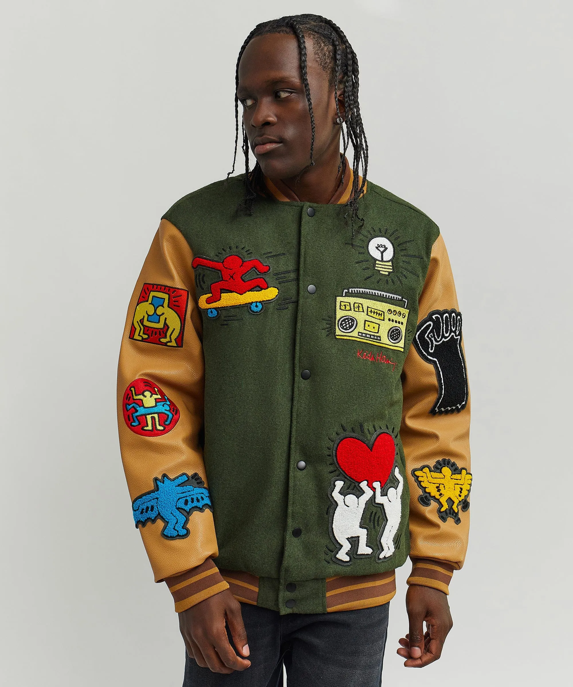 Keith Haring Holding Hands Varsity Jacket