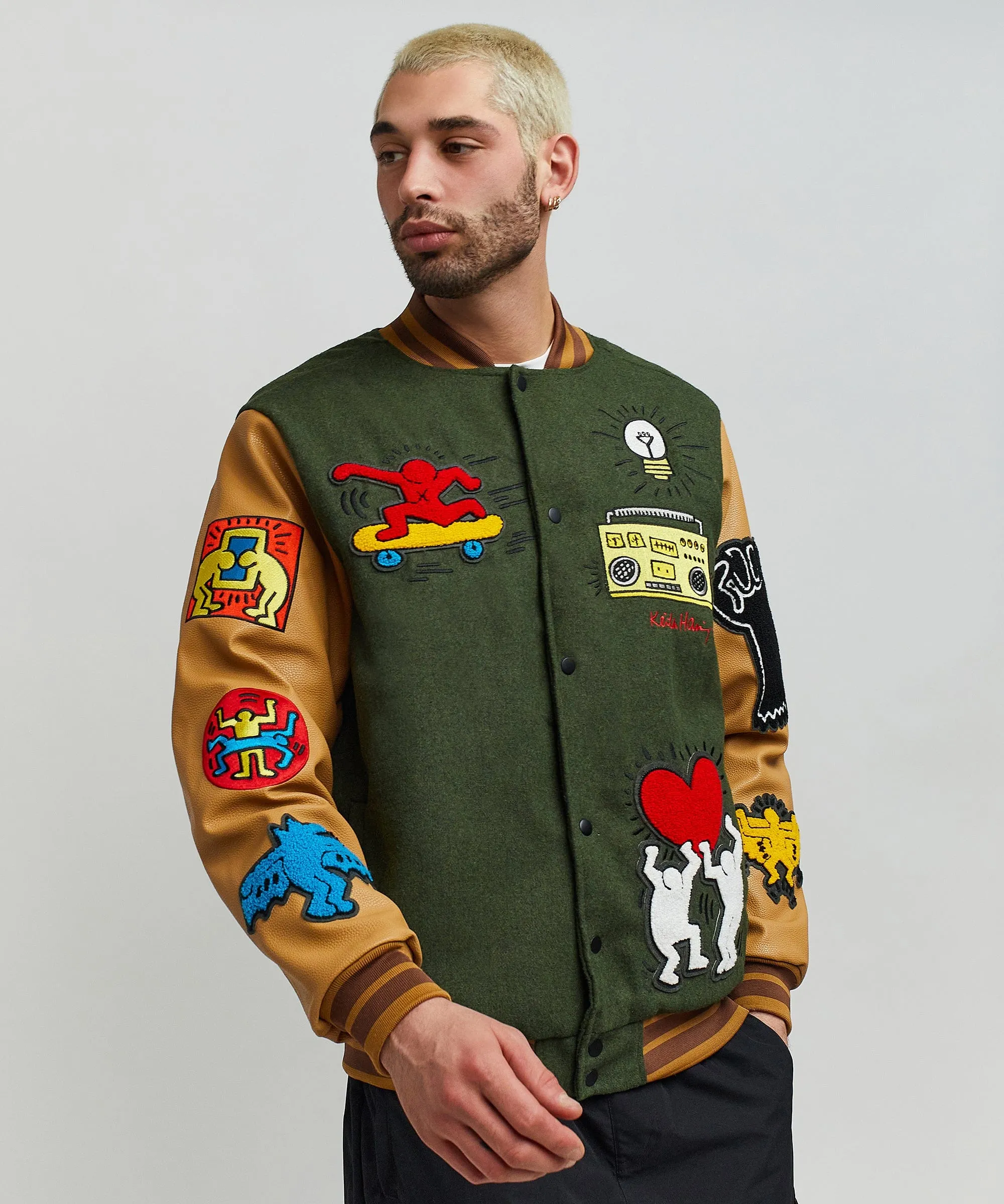 Keith Haring Holding Hands Varsity Jacket