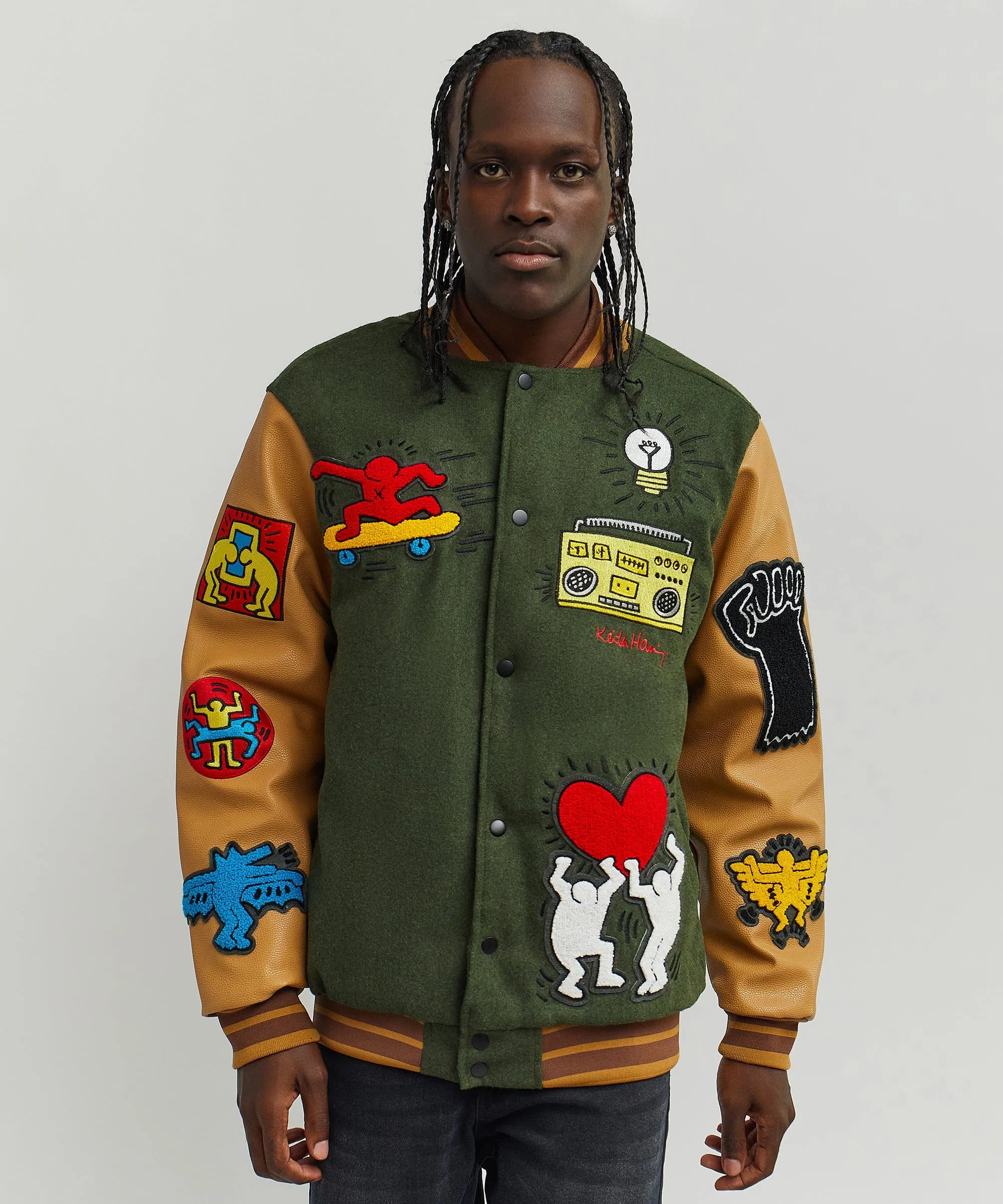 Keith Haring Holding Hands Varsity Jacket