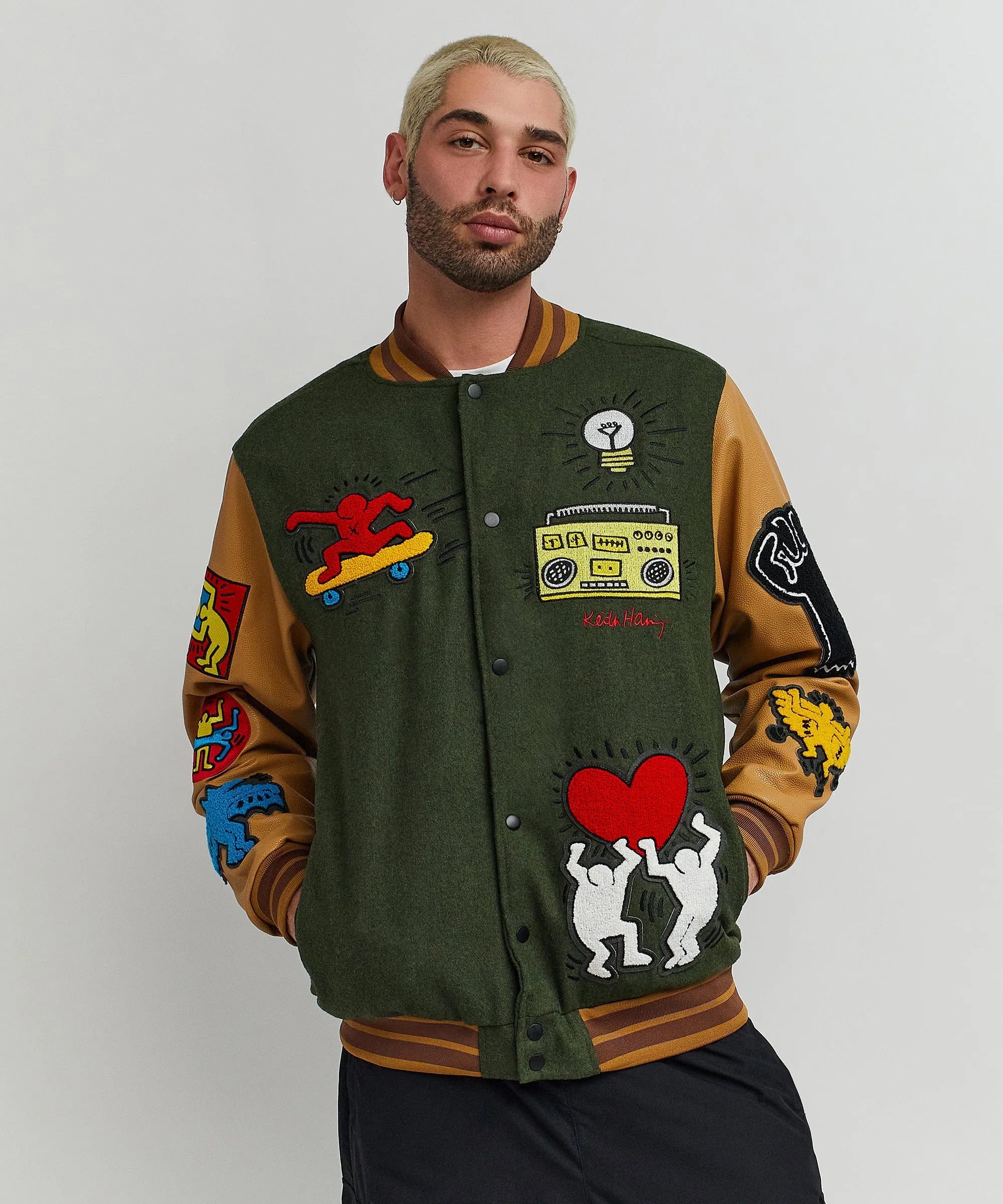 Keith Haring Holding Hands Varsity Jacket