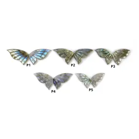 LABRADORITE Gemstone Carving : Natural Untreated Unheated Labradorite Gemstone Hand Carved Butterfly Pair (With Video)