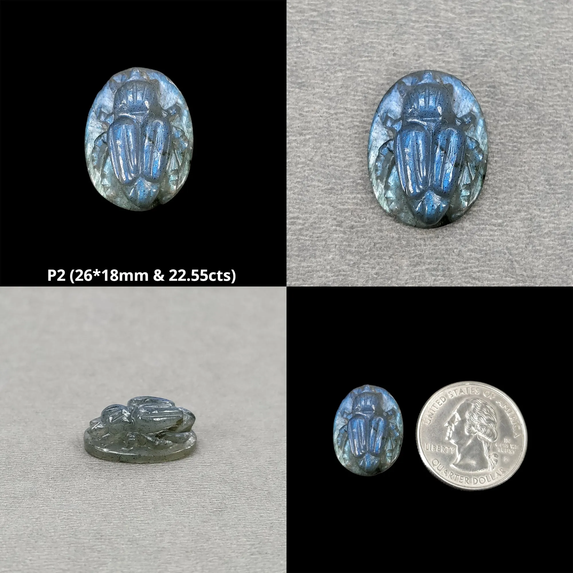 LABRADORITE Gemstone Carving : Natural Untreated Unheated Labradorite Hand Carved Scarabs