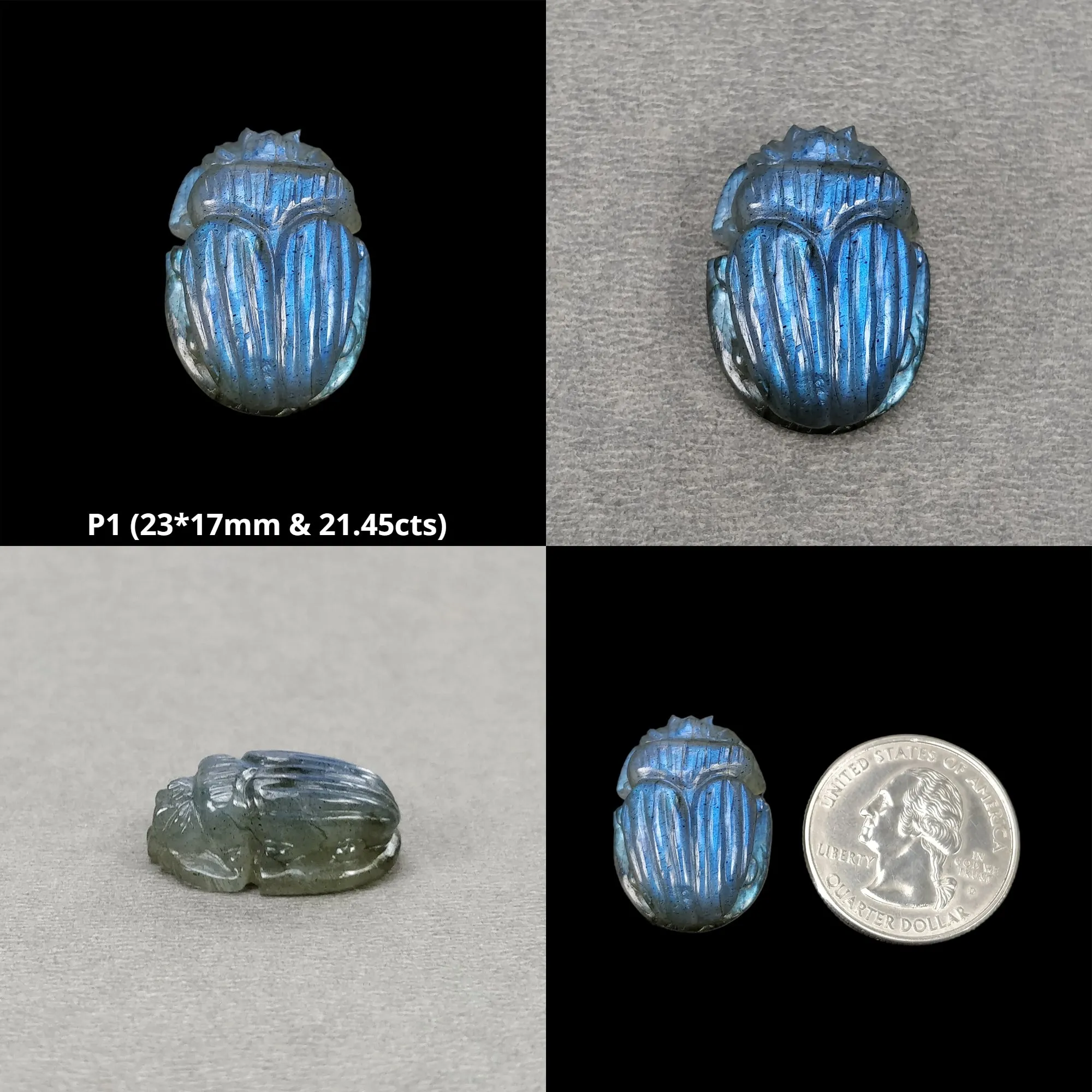 LABRADORITE Gemstone Carving : Natural Untreated Unheated Labradorite Hand Carved Scarabs