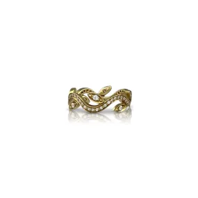 Leaf & Vine Eternity Ring in Yellow Gold with Diamonds