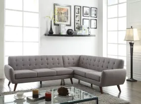 Light Gray Linen L Shaped Two Piece Corner Sectional