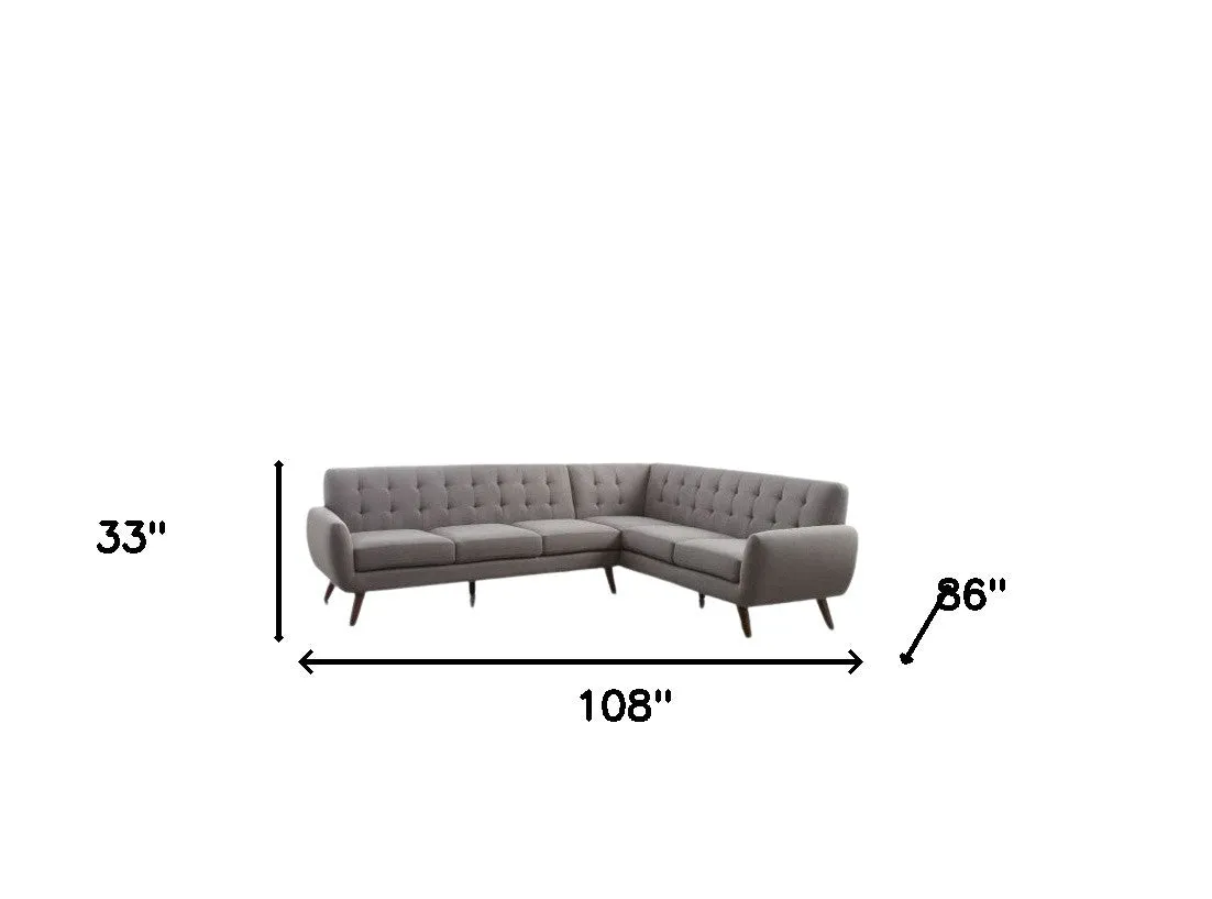 Light Gray Linen L Shaped Two Piece Corner Sectional