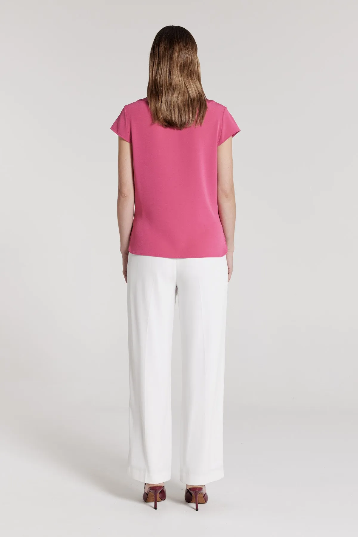 Lina Satin Trim Top - Rose Pink