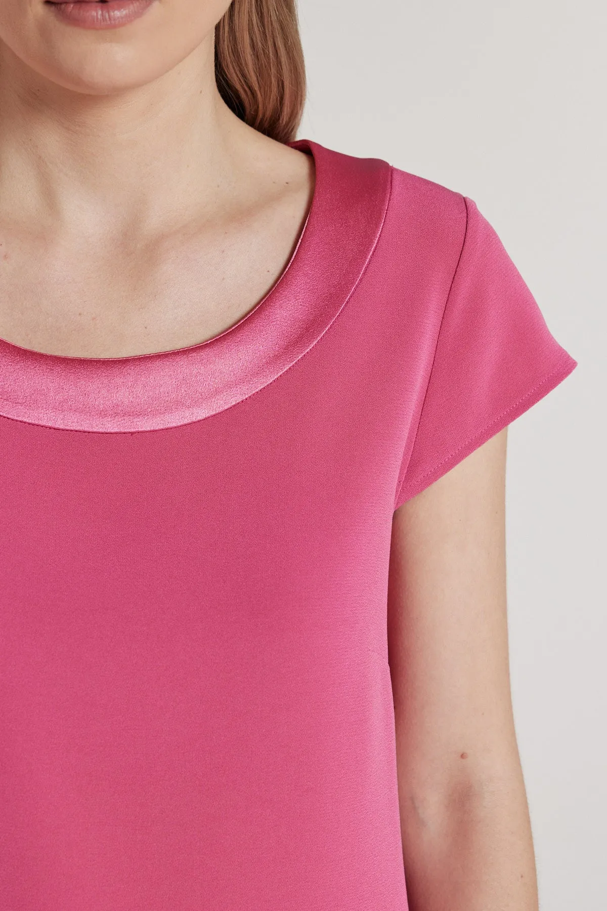 Lina Satin Trim Top - Rose Pink