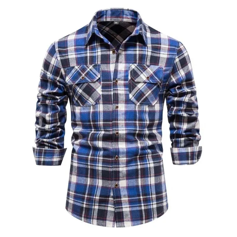 Men's Blue Color Check Full Sleeve Shirt X4658268