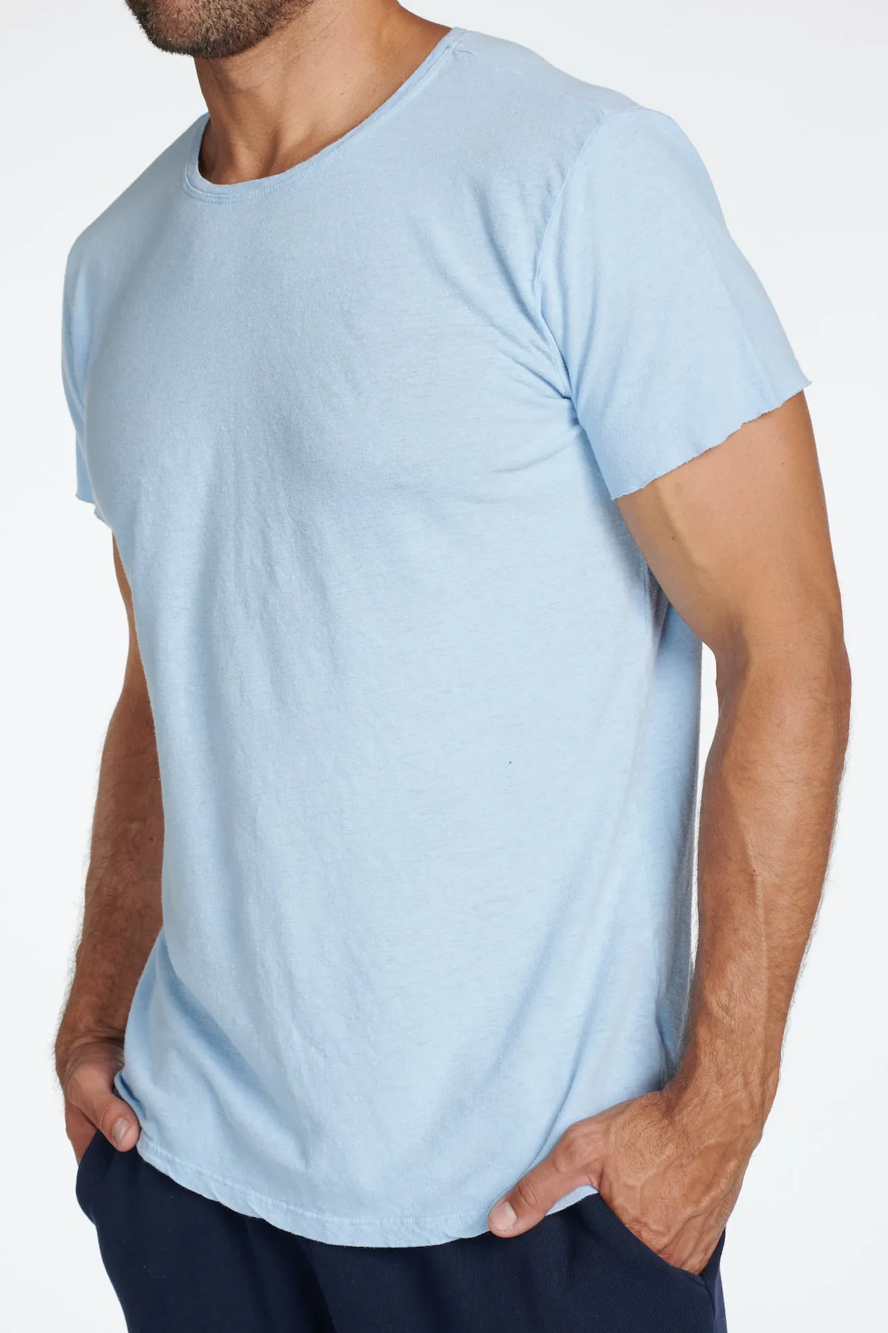 Men's Linen Blend Crew Neck Tee