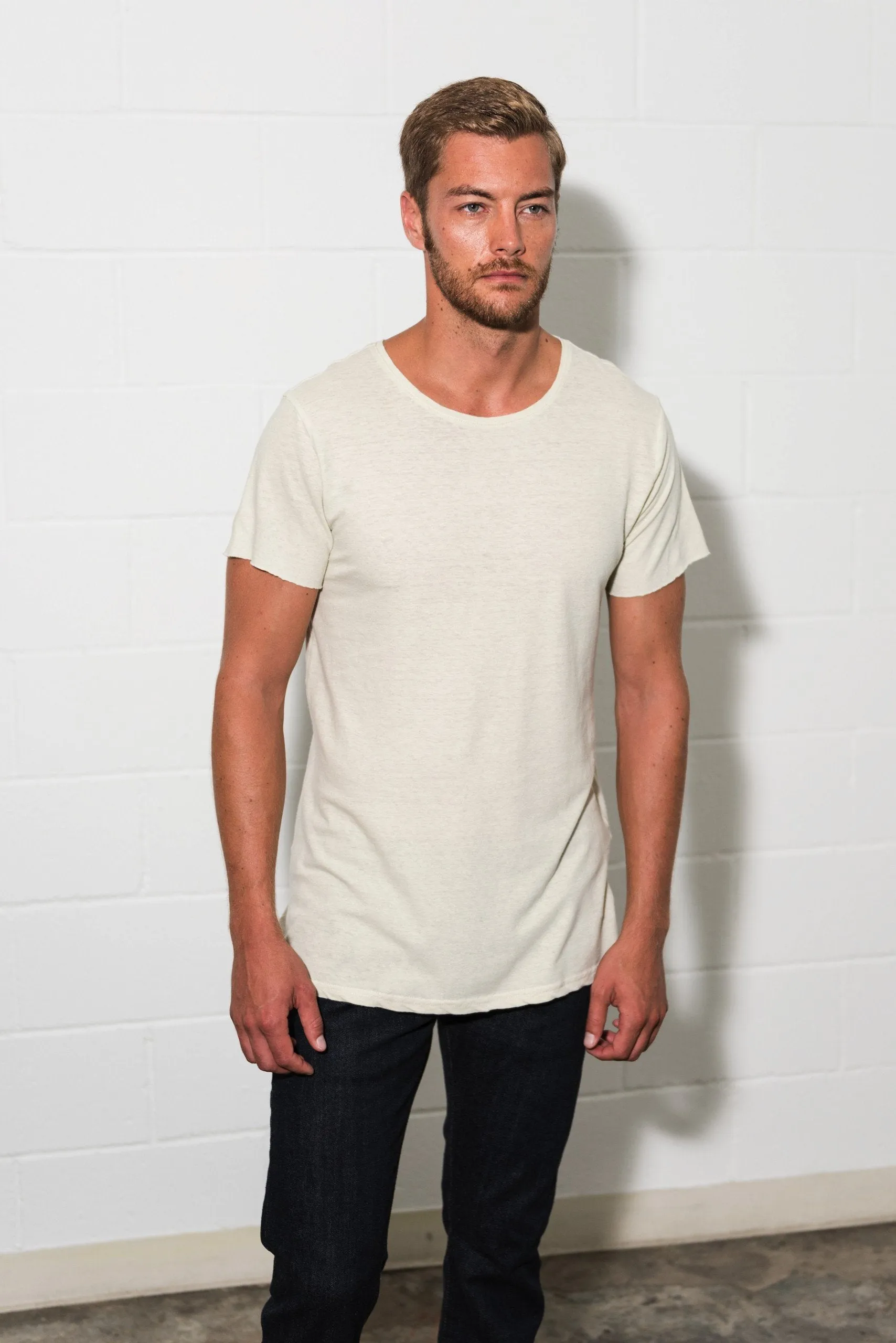 Men's Linen Blend Crew Neck Tee