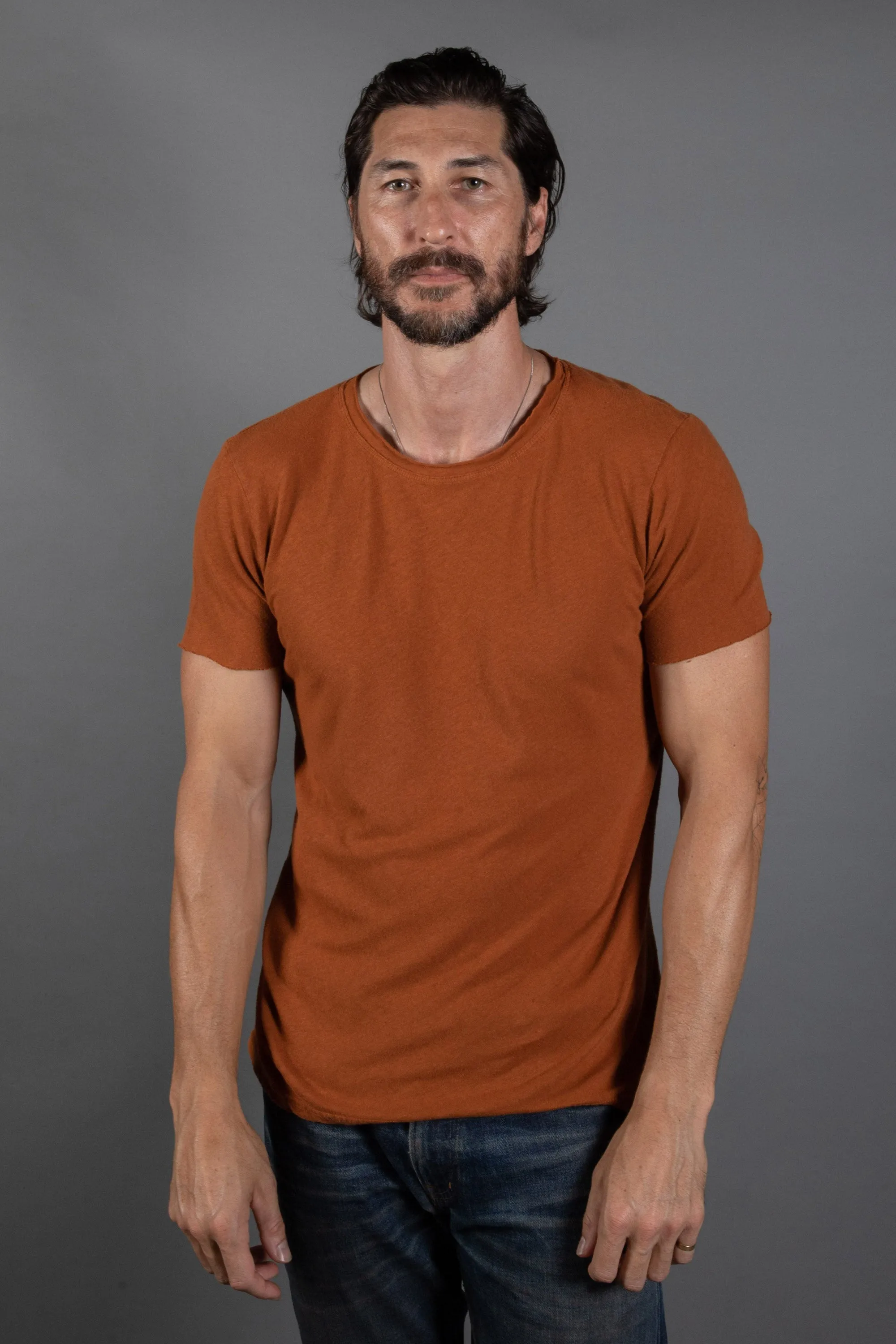 Men's Linen Blend Crew Neck Tee