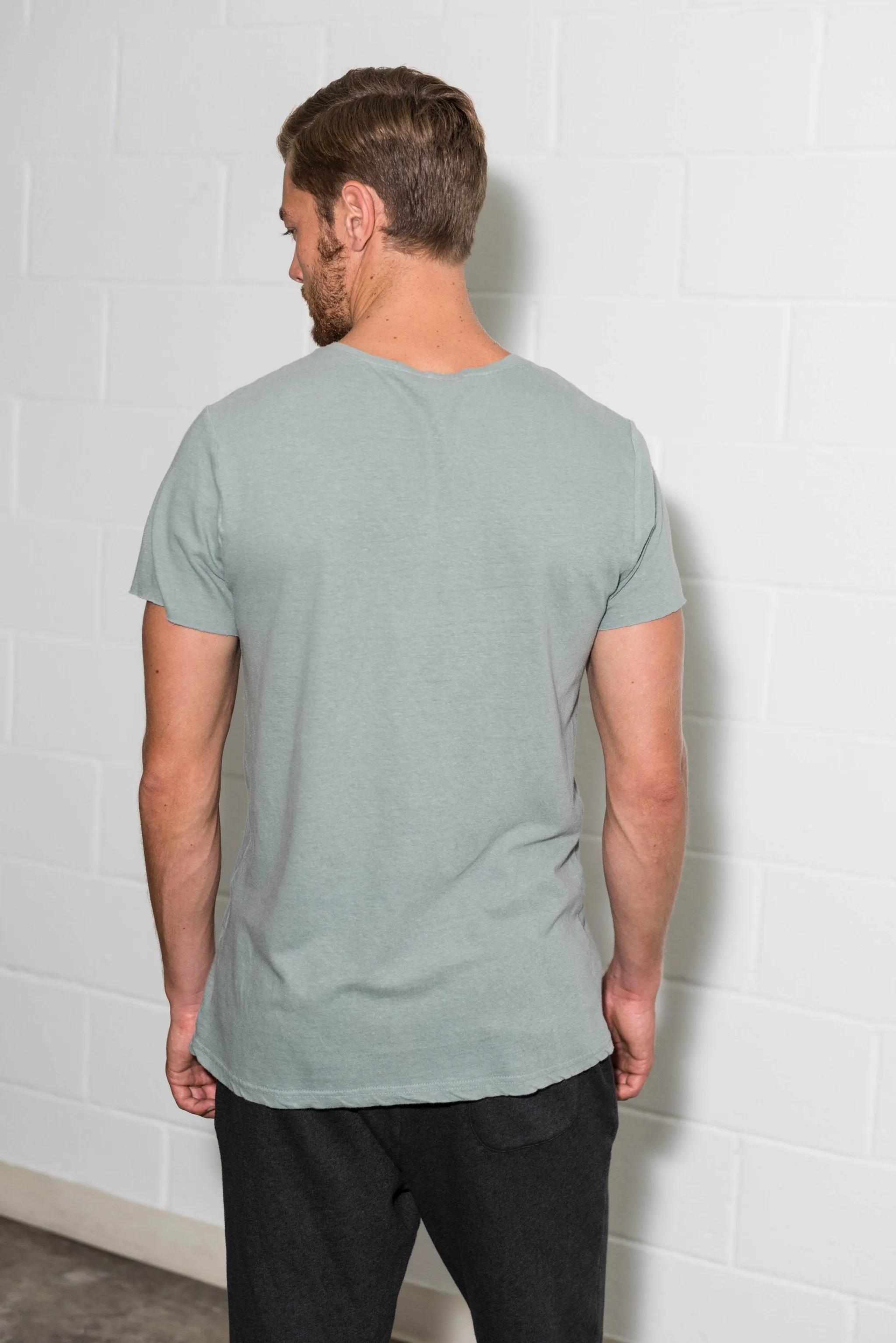 Men's Linen Blend Crew Neck Tee