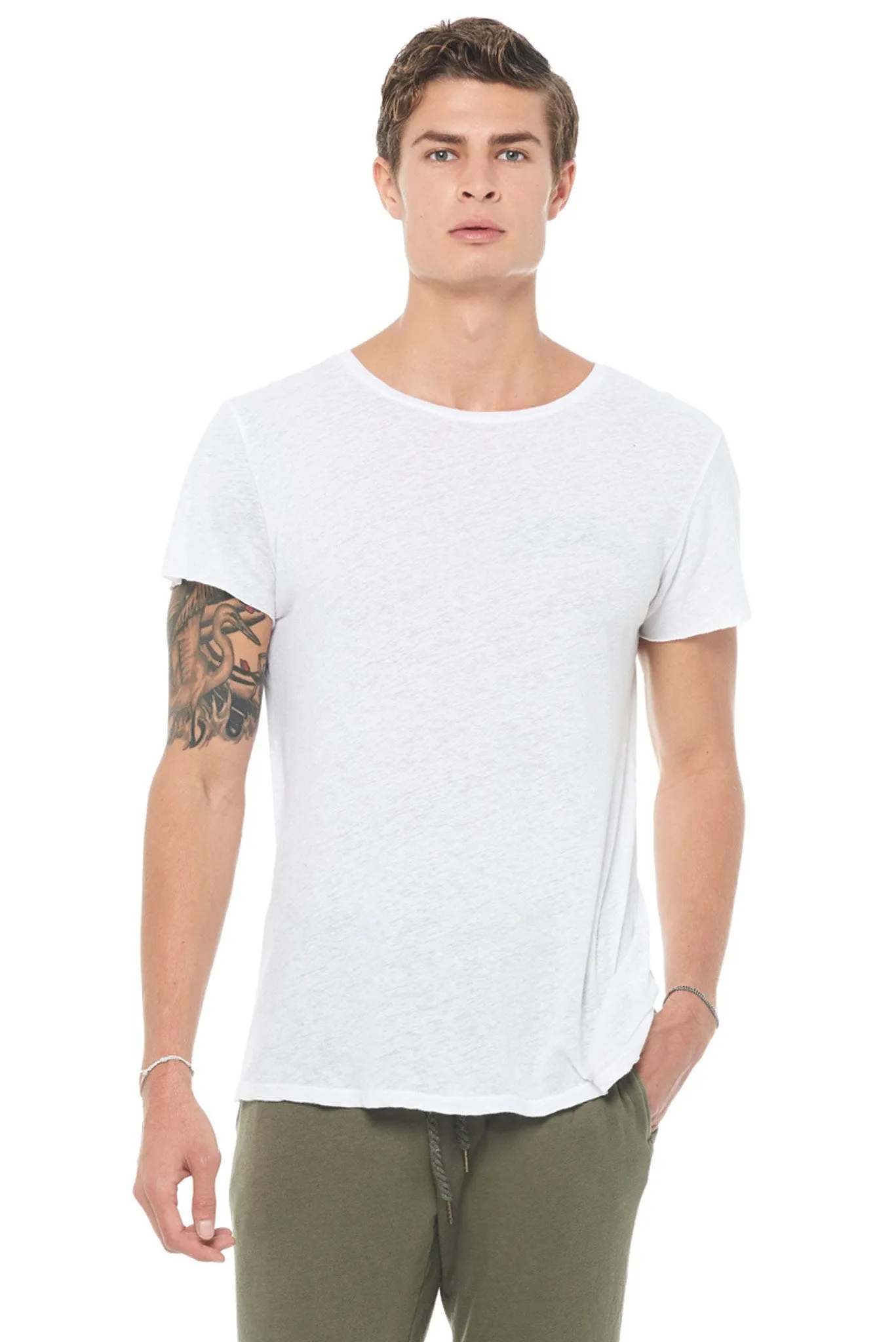 Men's Linen Blend Crew Neck Tee