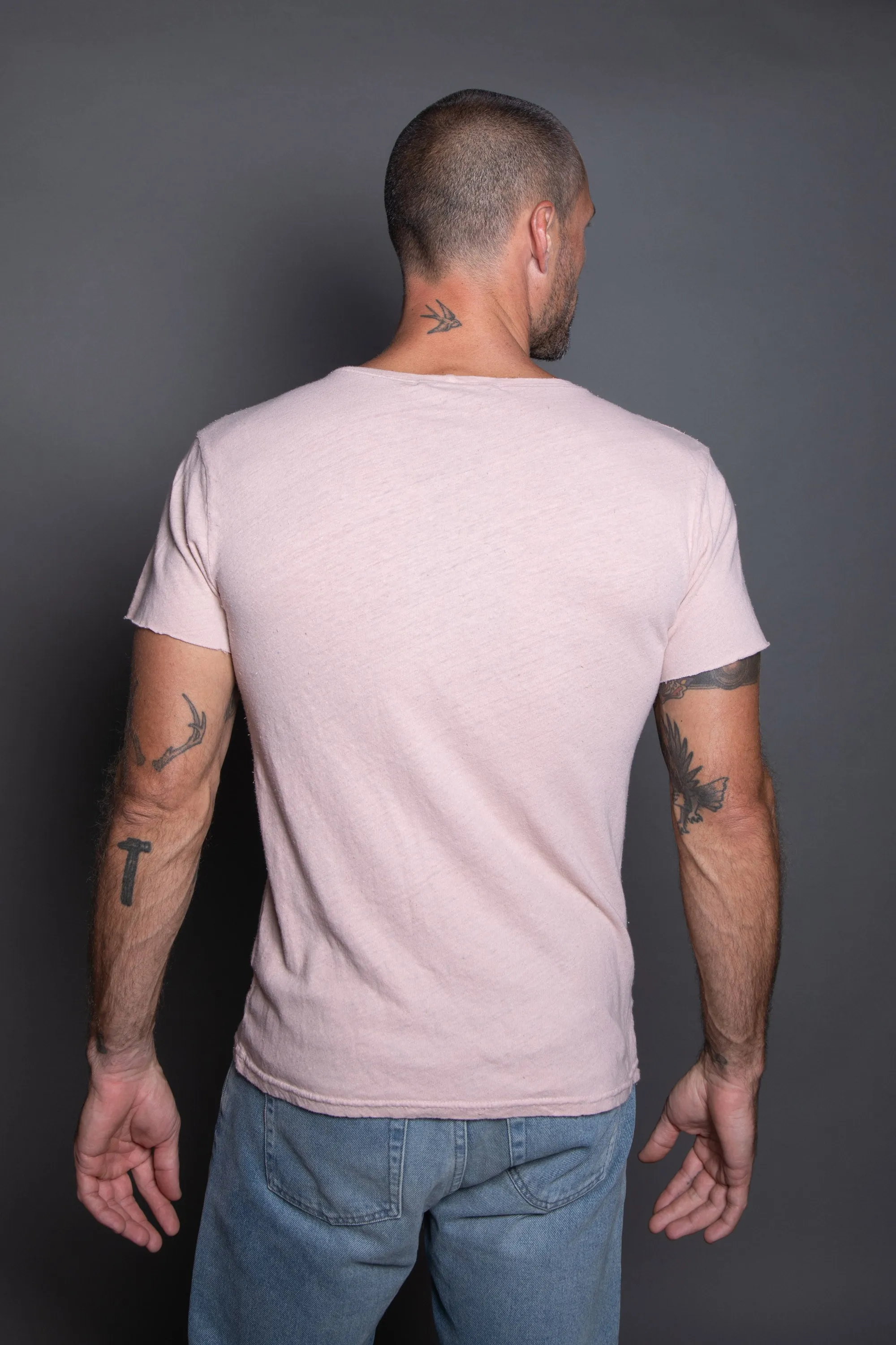 Men's Linen Blend Crew Neck Tee