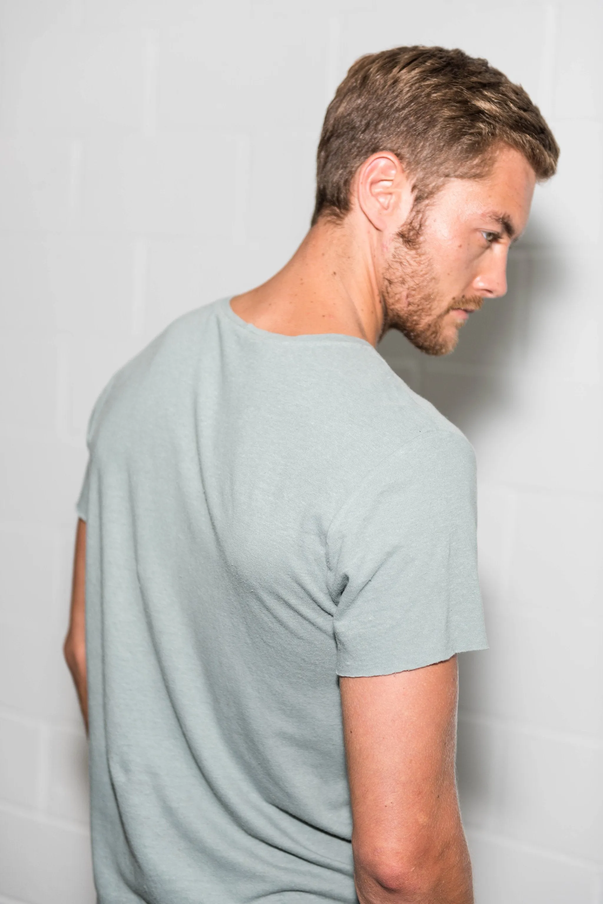 Men's Linen Blend Crew Neck Tee