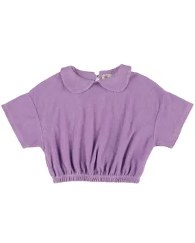 MY LITTLE COZMO Les Tresors Marines Organic Toweling Terry Blouse in Purple