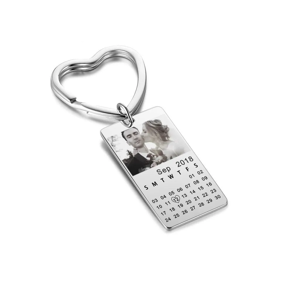 Personalized Custom Photo & Date Key Chains