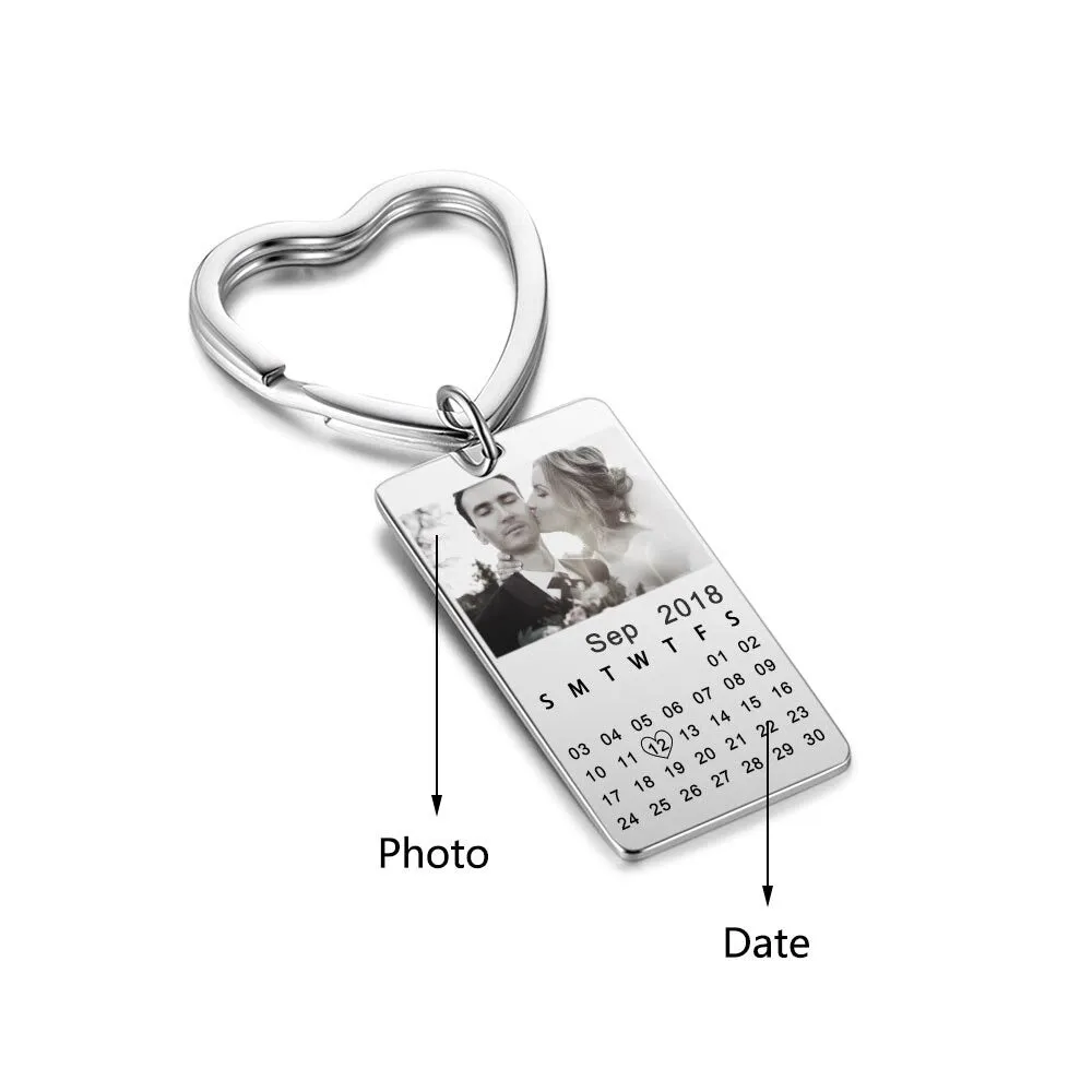 Personalized Custom Photo & Date Key Chains