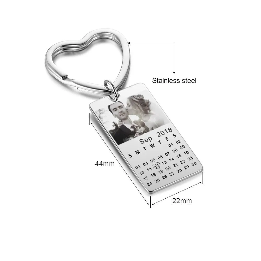 Personalized Custom Photo & Date Key Chains