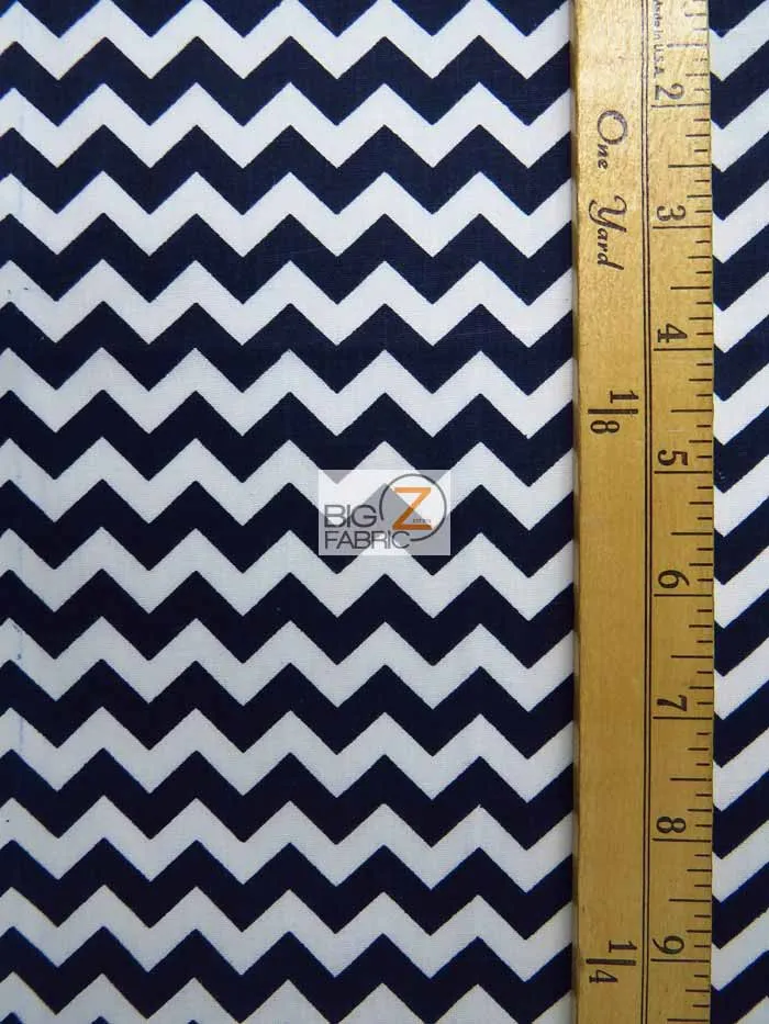 Poly Cotton Fabric .4 Zig Zag Chevron / Black/White / 50 Yard Bolt