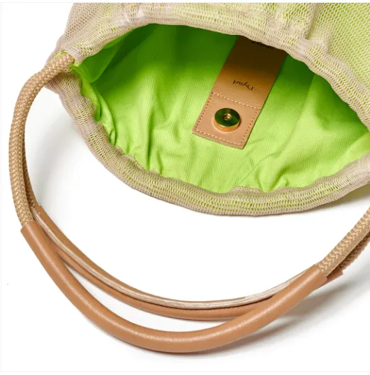 Project Dyad || Lime Leather Strap Moire Tote Bag