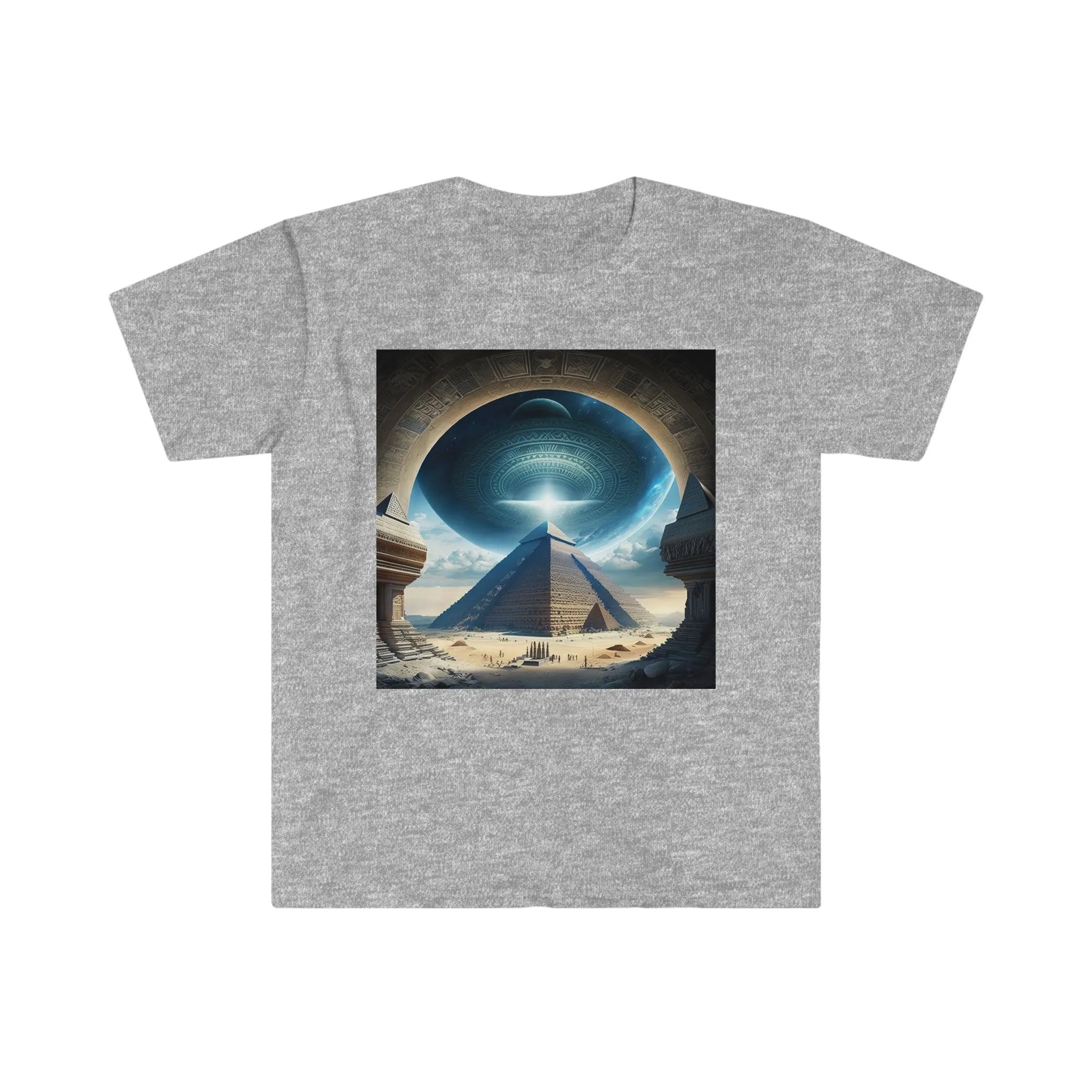 Psychedelic Ai Art Men's and Women's Unisex T-Shirt for Festival and Street Wear Pyramids v5.1