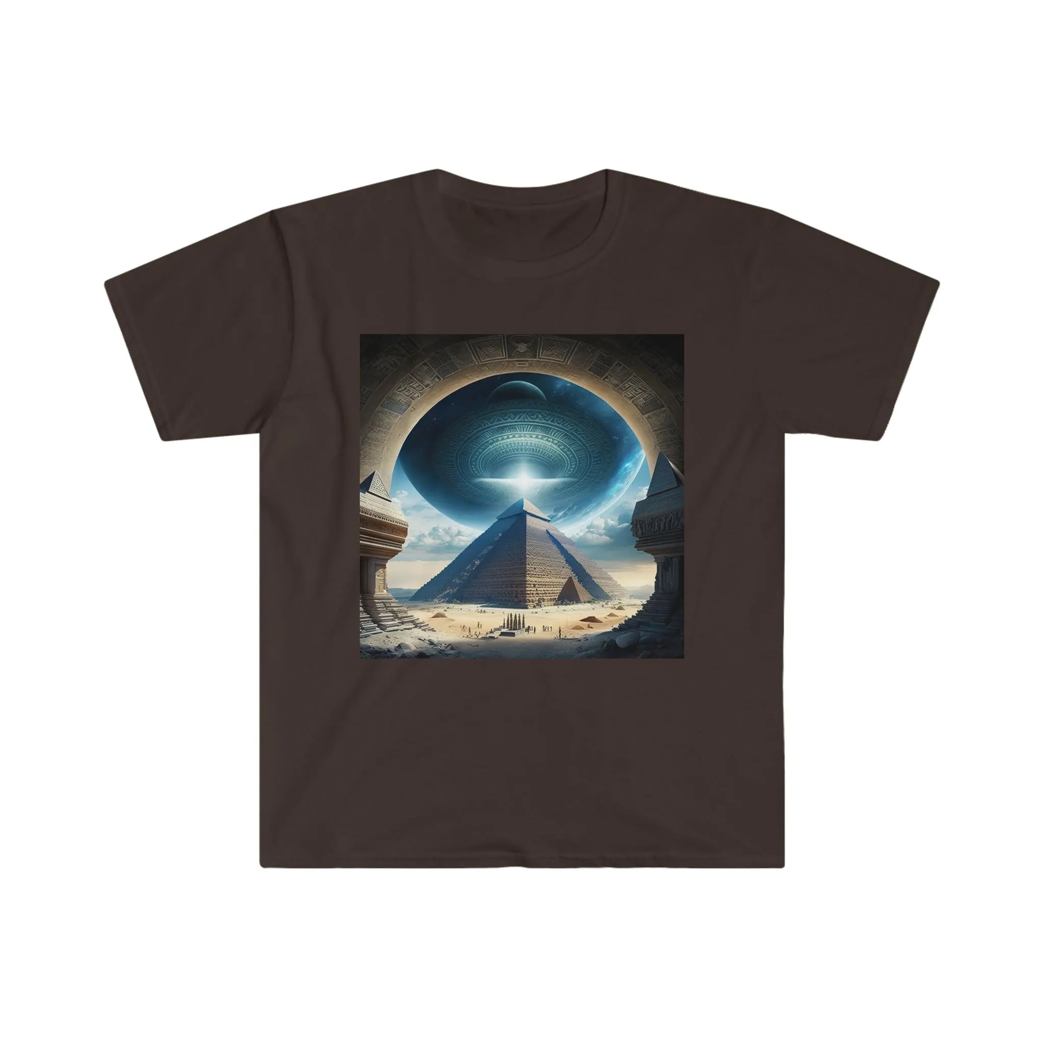 Psychedelic Ai Art Men's and Women's Unisex T-Shirt for Festival and Street Wear Pyramids v5.1