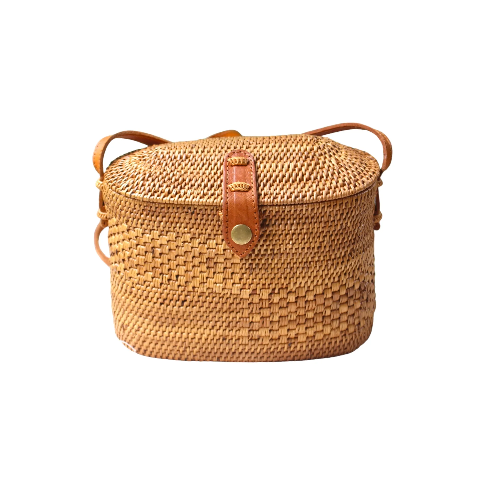 Rattan Top Lid-Crossbody Bag