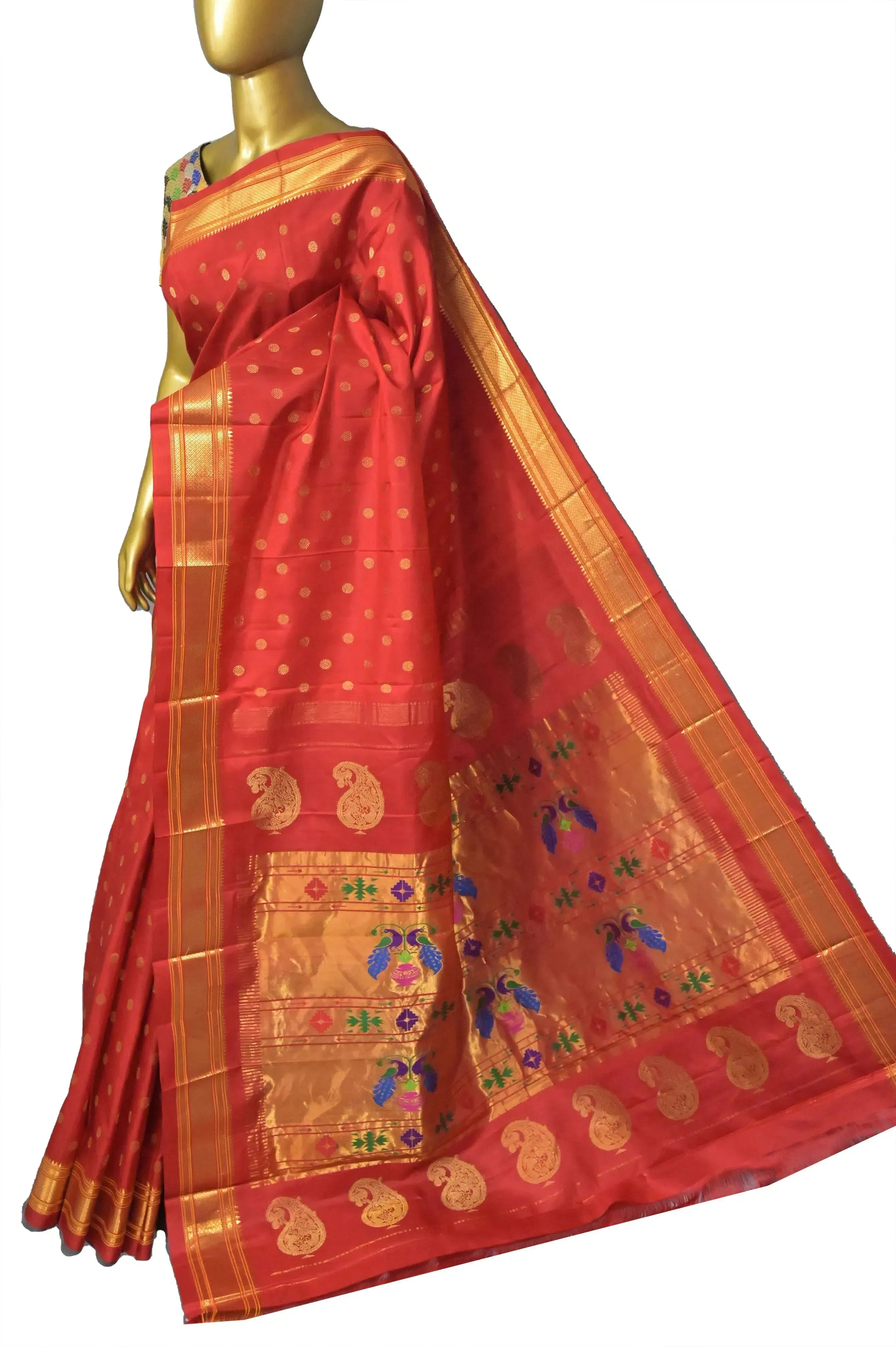 Red Color Dual-Tone Maharani Paithani Silk Saree