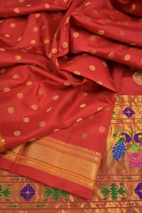 Red Color Dual-Tone Maharani Paithani Silk Saree