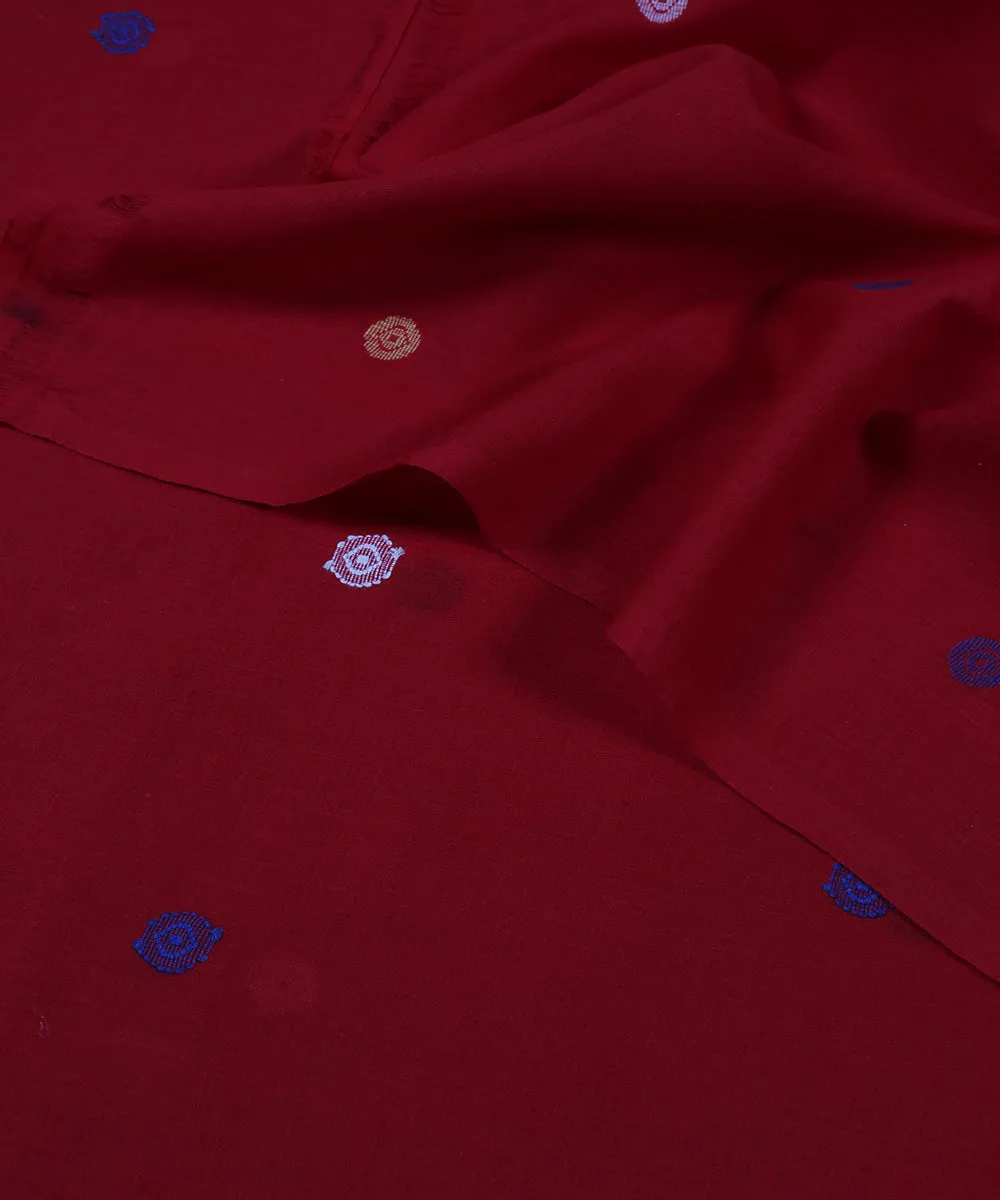 Red handwoven jamdani cotton fabric