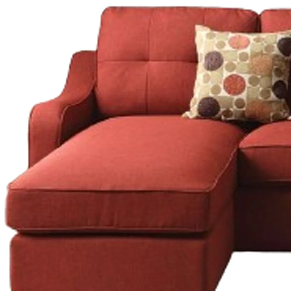 Red Linen L Shaped Sofa and Chaise