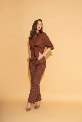 Rust Schiffli Pants and Poplin Shirt Co-ord Set