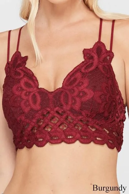 Say I Am Laced Bralette - Burgundy