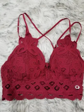 Say I Am Laced Bralette - Burgundy